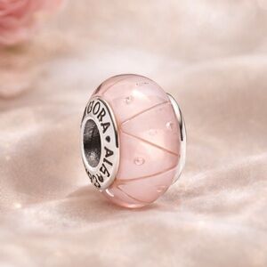 Pandora Rose Looking Glass Murano Charm Pink Glass ALE 925 Retired 790922
